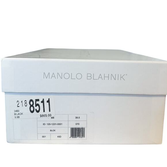 Manolo Blahnik BB Black Leather Pointed Toe High Heel Pump 39.5 - Picture 3 of 11